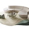 Modern Sofa Coffee Table Combination Curved Sofa Shaped Carpet 3d model