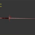 Sword Weapon Featuring Slim Blade Black Handle Hilt Guard on Grey Gradient Background Reflection