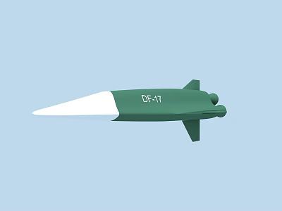 Military Weapon DF-17 Missile With Green Body And White Tip Design 3d model Military Weapon DF-17 Missile With Green Body And White Tip Design 3d model