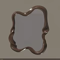 Artistic Wooden Frame Mirror With Twisted Irregular Shape And Curved Design