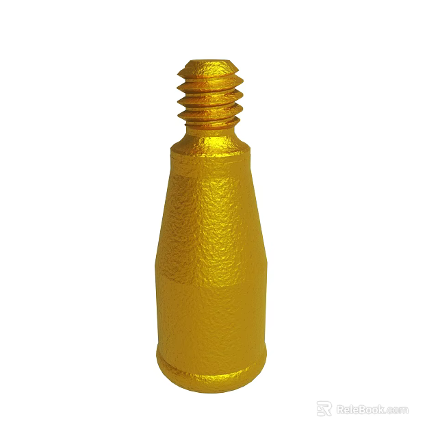 Golden Industrial Metal Bolt With Threaded Top And Shiny Cylindrical Body 3d model 