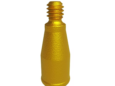 Golden Industrial Metal Bolt With Threaded Top And Shiny Cylindrical Body 3d model