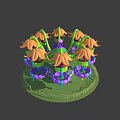 Rotating Flower Shaped Amusement Ride With Colorful Purple Orange Green Seats For Kids Playground