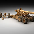 Detailed Wooden Cannon Weapon Model With Large Wheels And Trailer Structure 3d model