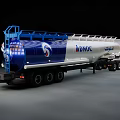 Adnox Heavy Duty White Cab Blue Tanker Truck Moving On Road