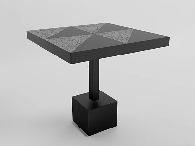Modern Square Top Side Table With Geometric Pattern Surface Black Gray Square Base Design 3d model