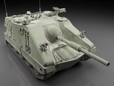 Military Tank Camouflage Painted Exterior With Tracks Cannon And Top Equipment 3d model