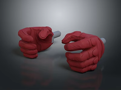 Pair Of Red Gloves With Comfortable Design For Daily Use And Soft Feel 3d model