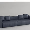 Modern Sectional Sofa With Vertical Tufted Design Light And Dark Colors Multiple Cushions 3d model