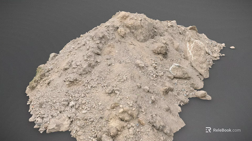 Pile of Dirt and Stones with Natural Texture and Small Rocks 3d model 