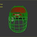 Red Ice Hockey Helmet With Face Mask And ICE HOCKEY Logo For Sports Apparel