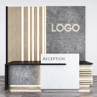 Modern reception desk Front desk background wall 3d model