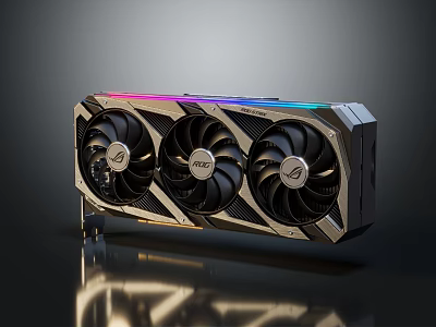 High Performance Gaming Graphics Card With Three Fans And RGB Lighting 3d model