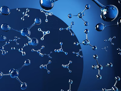 Innovative Medical Device Design With Molecular Structure Models On Blue Background 3d model
