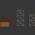 Industrial Metal Tower Equipment Featuring Staircases Safety Railings And Platforms