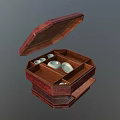 Traditional Tableware Set In Open Wooden Box With Compartmentalized Storage White Ceramic Bowls And Plates