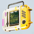 Portable Handheld Computer Yellow White And Pink Design With Screen Buttons And Handle