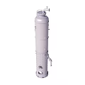 Vertical Cylindrical Industrial Vessel With Pipes Valves And Metal Structure