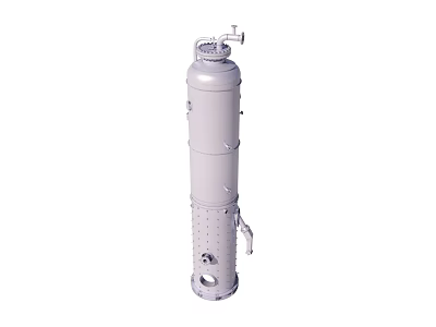Vertical Cylindrical Industrial Vessel With Pipes Valves And Metal Structure 3d model