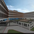 Modern School Building Complex With Classroom Structures Track Field And Lush Greenery 3d model