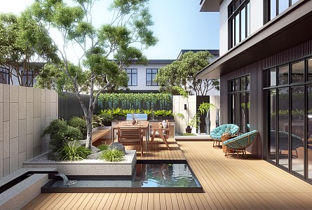 Modern courtyard landscape 3d model