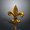 Golden Fleur de Lis Shaped Home Living Decorative Accessory with Metallic Finish Black Ring