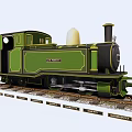 Vintage Green Black Steam Train Locomotive With White Chimney On Tracks