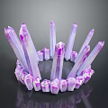 Purple Crystal Crown Structure With Tall Pointed Crystal Pillars And Decorative Base 3d model