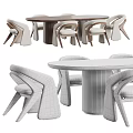 Modern Stylish Table And Chair Set With Curved Backrest And Textured Tabletop Design