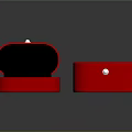 Elegant Display Shelves With Open And Closed Red Velvet Jewelry Boxes And Pearl Accents