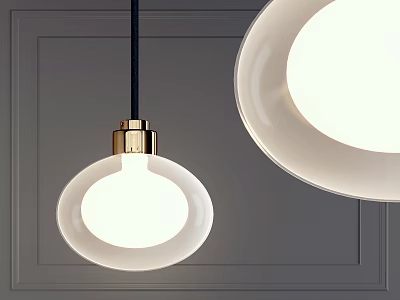 Modern Pendant Lights With White Shades Gold Bases And Gray Wall Background 3d model