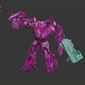 Detailed 3D Mechanical Robot Character With Silver Armor Red Blue Accents And Weapon Standing