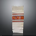 Traditional White Fabric With Lace Trim Red Decorative Band And Colorful Stripes