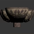 Golden Petal Shaped Decorative Metal Tray With Shiny Surface And Reflection On Black Background