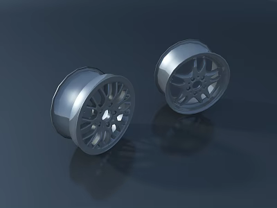 Shiny Silver Alloy Car Wheels With Modern Spoke Design And Two Units Reflective Surface 3d model