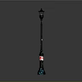 Classic Black Street Lamp With Decorative Base And Red 40 Label