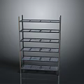 Silver Metal Multi Layer Rack With Reflective Surface And Gray Gradient Background 3d model
