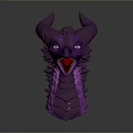 Purple Dragon Head Sculpture With Shiny Horns Detailed Scales And 3D Rendered Design