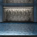 Elegant SPA Sauna Interior With Blue Water Curtain Wall Indoor Pool And Marble Steps