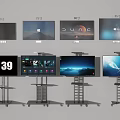 75 And 85 Inch Smart TV Screens with Mobile Stands and Various Display Interfaces