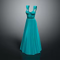 Turquoise Sleeveless Evening Gown With Lace Detailing And Floor Length Design