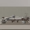 Soft Boucle Sofa And Natural Solid Wood Coffee Table Combination For Minimalist Cozy Living Room