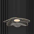 Two Modern Leaf Shaped Chandeliers With Gold Ceiling Base And White Shades 3d model