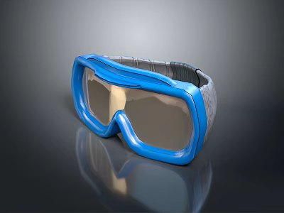 Blue Ski Goggles With Reflective Lenses And Comfortable Strap For Winter Sports 3d model