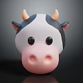 Adorable Cartoon Cow Character Toy With Black And White Fur Pink Nose And Yellow Horns
