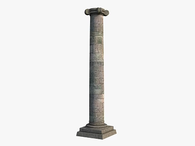Classical Stone Column With Textured Shaft Ornate Capital And Sturdy Base 3d model