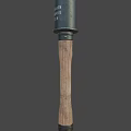 Military Explosive Weapon With Black Cylindrical Top Wooden Handle And German Pre Use Instructions