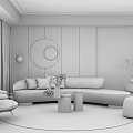 Modern sofa coffee table combination 3d model