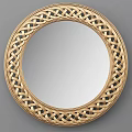 Golden Round Mirror With Intricate Woven Pattern Frame For Decorative Use 3d model