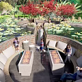 Waterfront Landscape Design With Lakeside Walkways Greenery And Circular Rest Areas